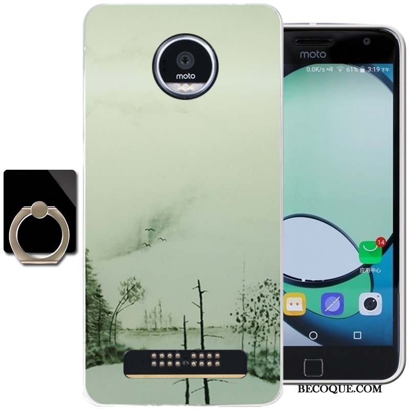 Moto Z Play Fluide Doux Coque De Téléphone Vert Vent Encre Étui