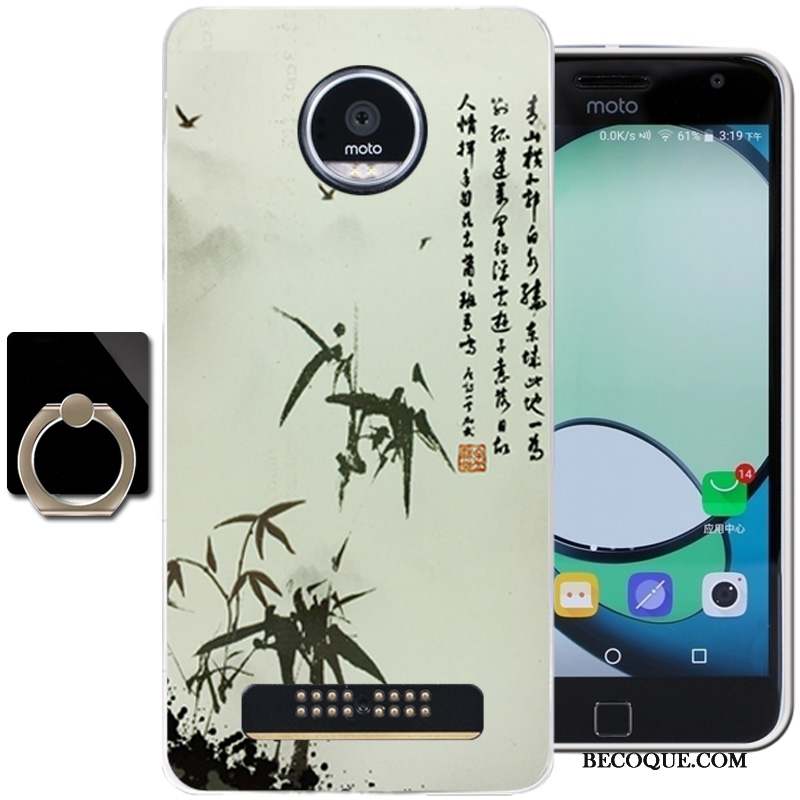 Moto Z Play Fluide Doux Coque De Téléphone Vert Vent Encre Étui