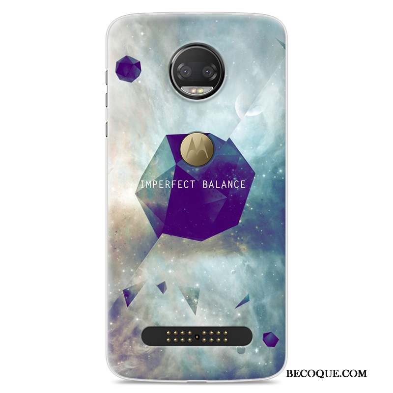 Moto Z2 Force Edition Coque Créatif Étui Dessin Animé Silicone Incassable Violet