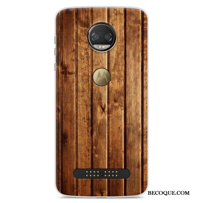 Moto Z2 Force Edition Noir Créatif Bois Coque De Téléphone Protection Étui