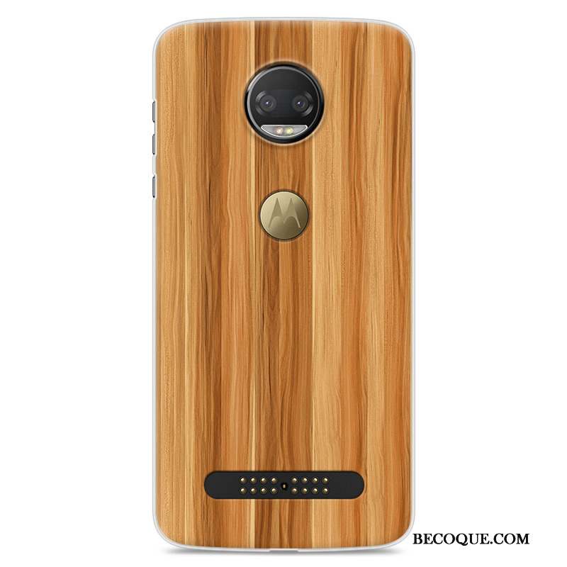 Moto Z2 Force Edition Noir Créatif Bois Coque De Téléphone Protection Étui