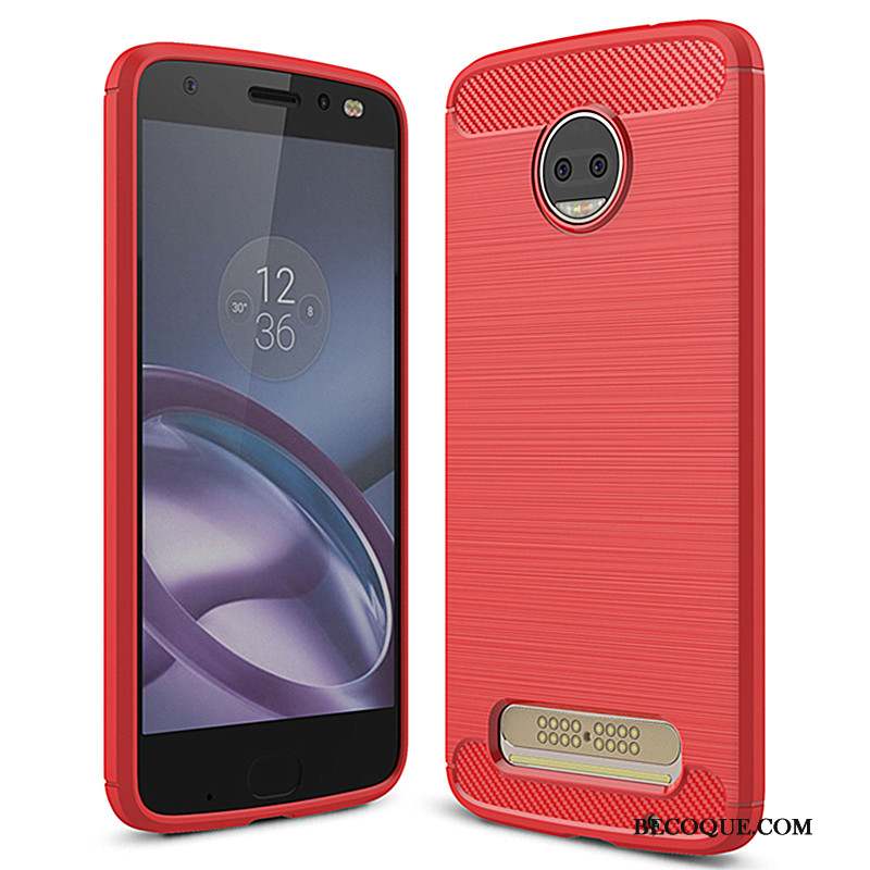 Moto Z2 Force Edition Étui Fluide Doux Rouge Coque Silicone Protection