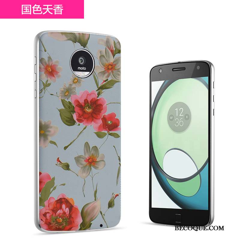 Moto Z2 Play Coque De Téléphone Couvercle Arrière Fleurs Noir