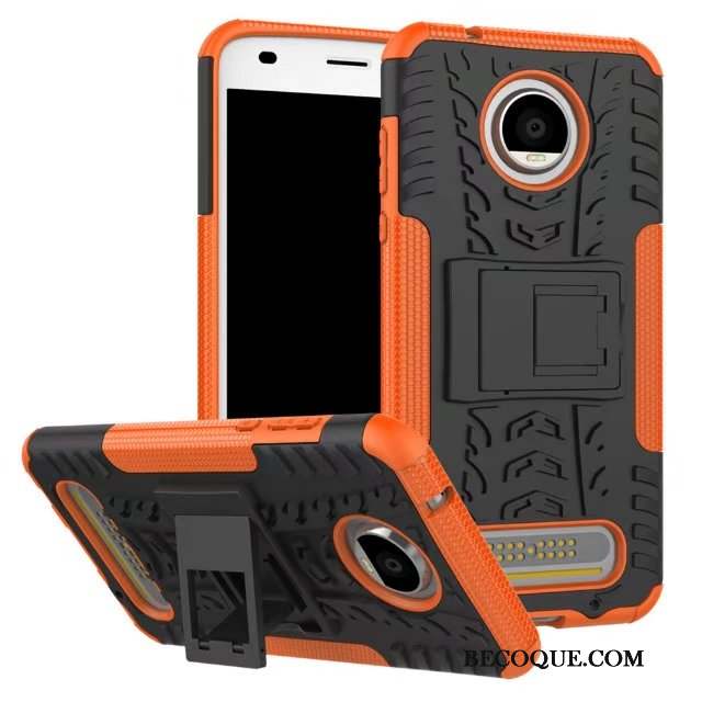 Moto Z2 Play Coque De Téléphone Orange Modèle Fleurie Support Étui Incassable