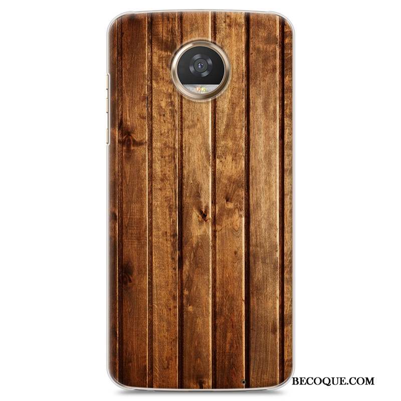 Moto Z2 Play Coque Simple Grain De Bois Incassable Étui Protection