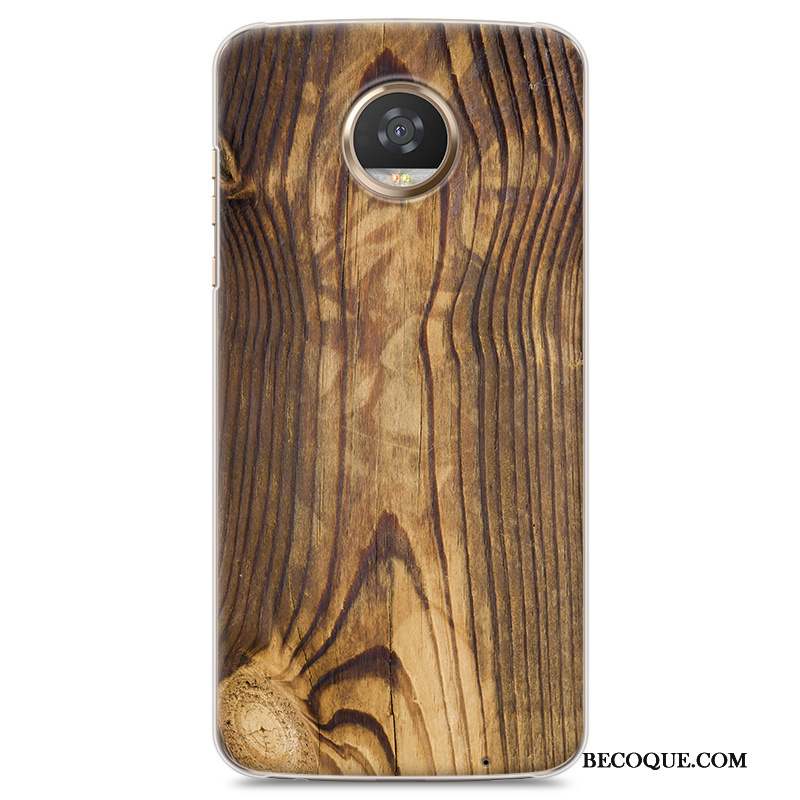 Moto Z2 Play Coque Simple Grain De Bois Incassable Étui Protection