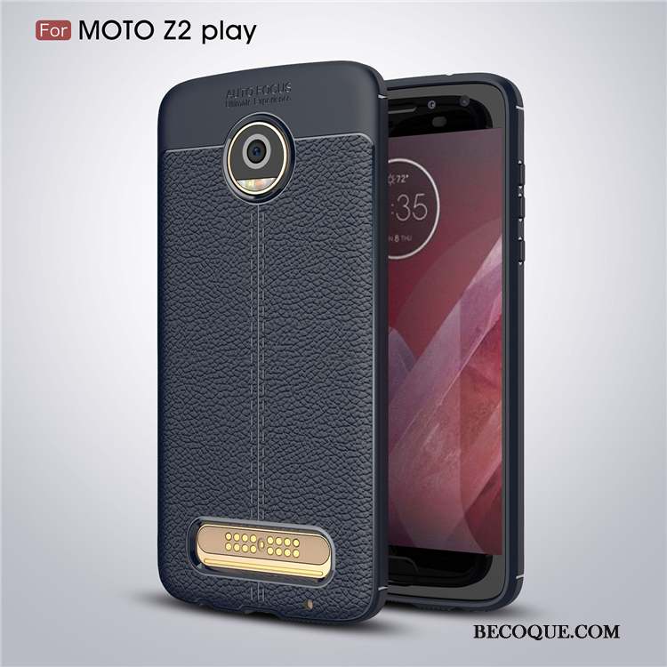 Moto Z2 Play Incassable Cuir Coque De Téléphone Modèle Fleurie Gris Fluide Doux