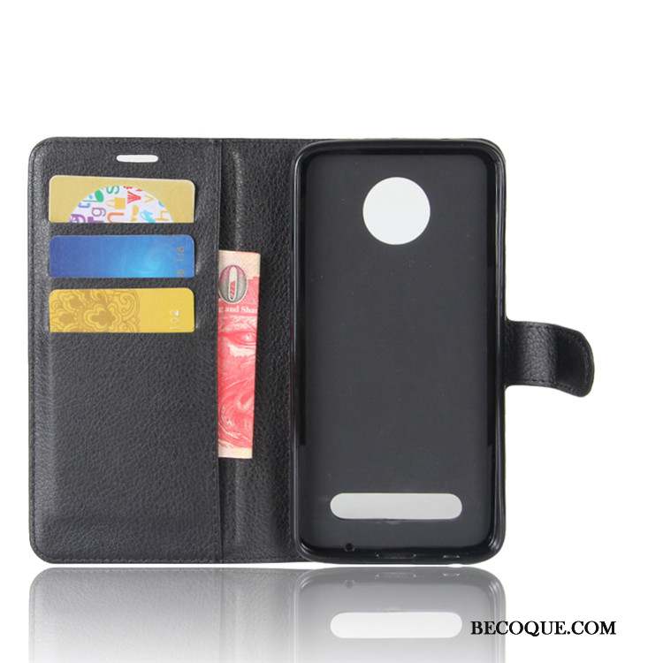 Moto Z2 Play Noir Portefeuille Téléphone Portable Incassable Coque Housse