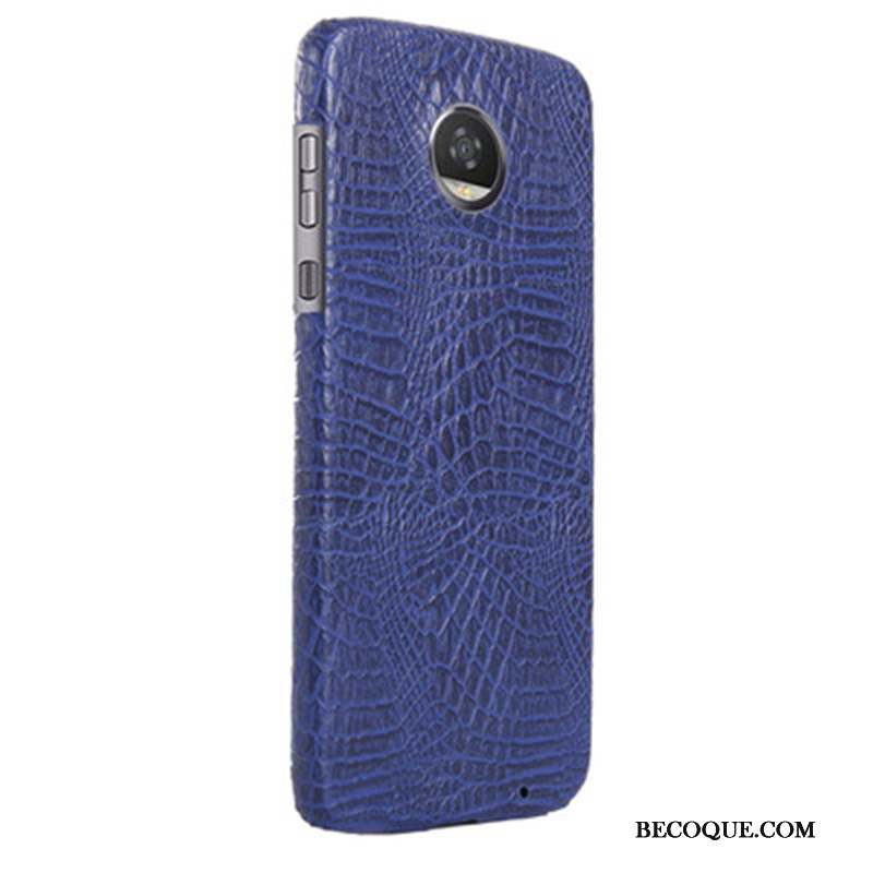 Moto Z2 Play Étui Bleu Marin Crocodile Modèle Étui En Cuir Protection Coque De Téléphone