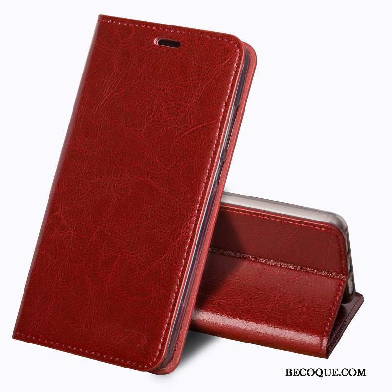 Motorola One Action Coque Business Cuir Véritable Rouge Housse Étui Fluide Doux