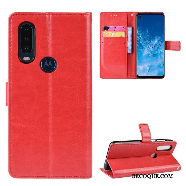 Motorola One Action Protection Rouge Boucle Magnétique Étui En Cuir Clamshell Coque De Téléphone