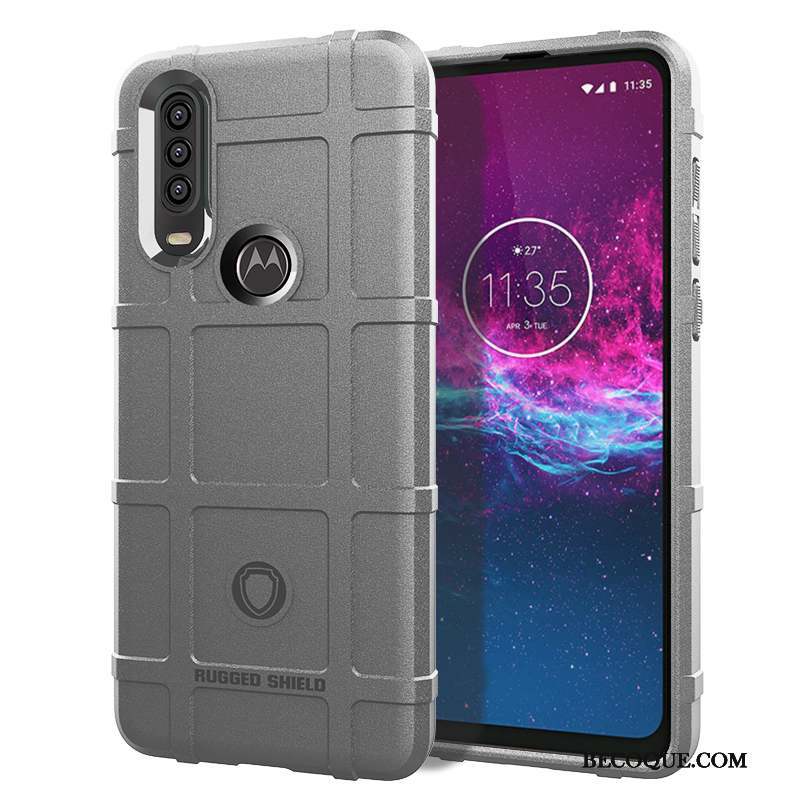 Motorola One Action Pu Silicone Coque De Téléphone Noir Fluide Doux Bordure