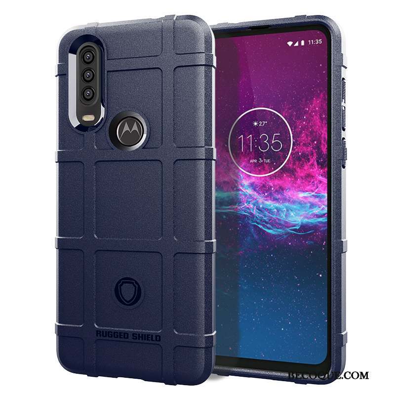 Motorola One Action Pu Silicone Coque De Téléphone Noir Fluide Doux Bordure