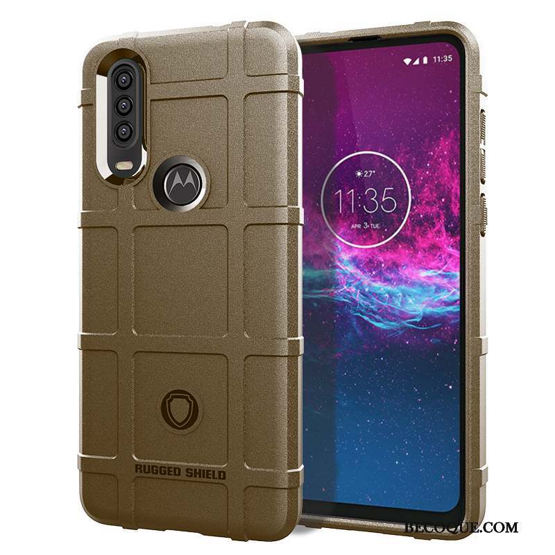 Motorola One Action Pu Silicone Coque De Téléphone Noir Fluide Doux Bordure