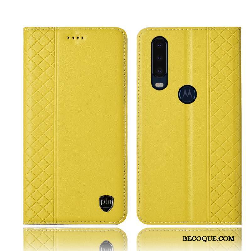 Motorola One Action Étui Étui En Cuir Rouge Incassable Protection Coque De Téléphone