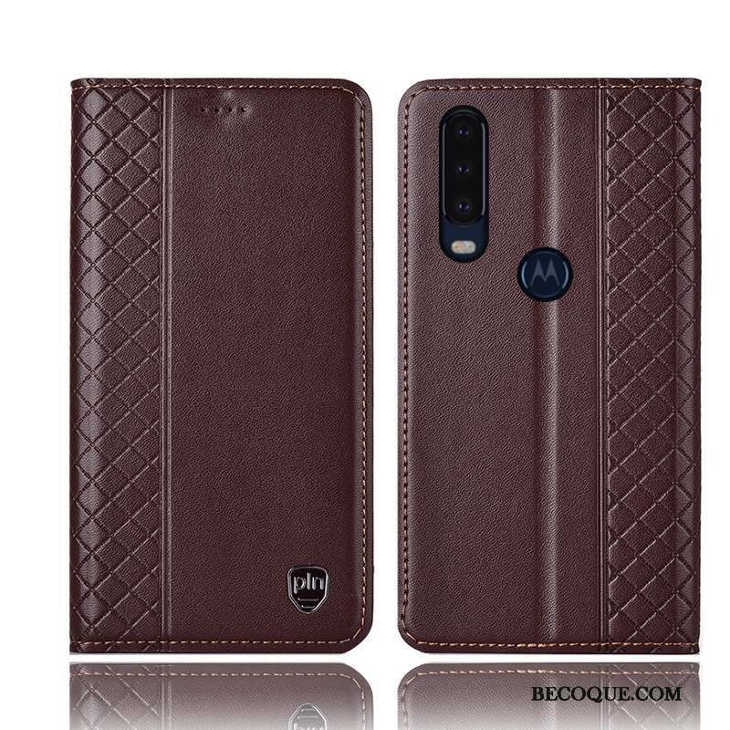 Motorola One Action Étui Étui En Cuir Rouge Incassable Protection Coque De Téléphone