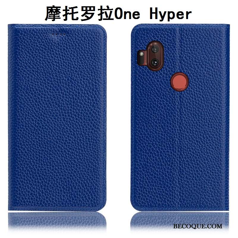 Motorola One Hyper Coque De Téléphone Incassable Litchi Étui Modèle Fleurie Housse