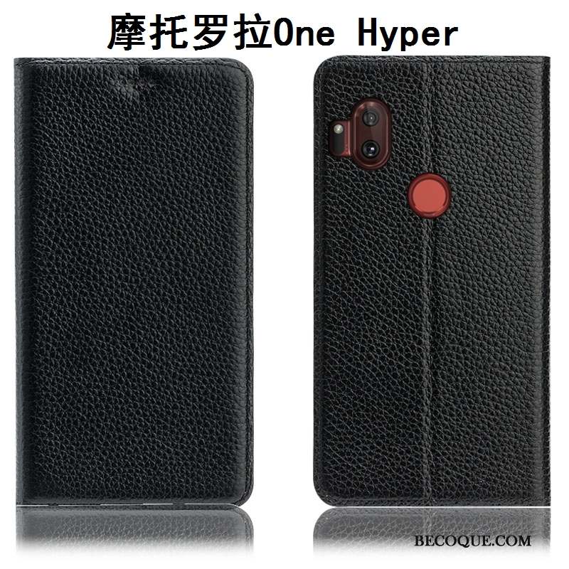 Motorola One Hyper Coque De Téléphone Incassable Litchi Étui Modèle Fleurie Housse