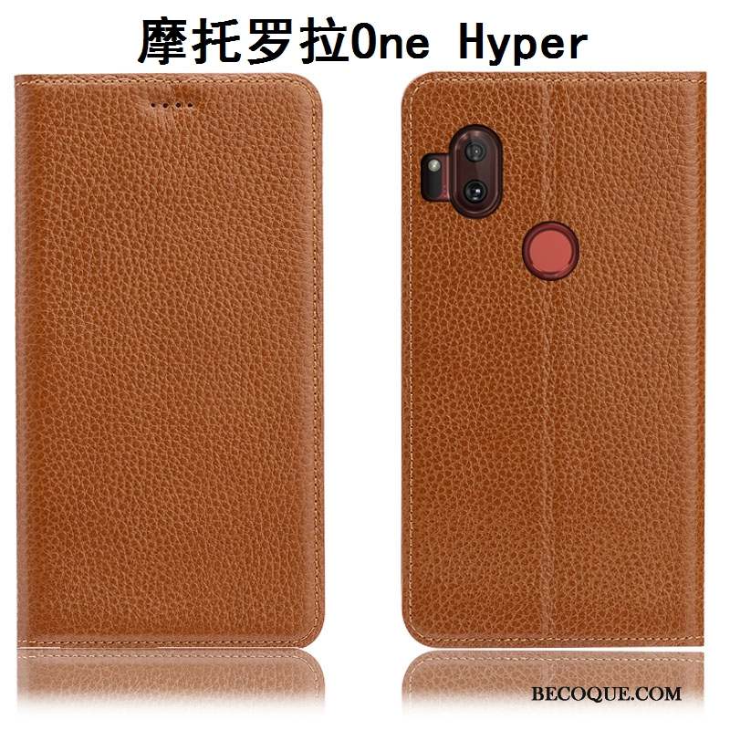 Motorola One Hyper Coque De Téléphone Incassable Litchi Étui Modèle Fleurie Housse