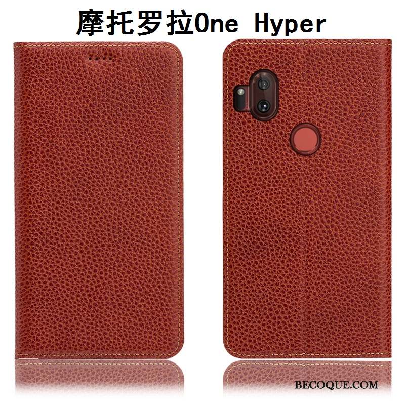 Motorola One Hyper Coque De Téléphone Incassable Litchi Étui Modèle Fleurie Housse