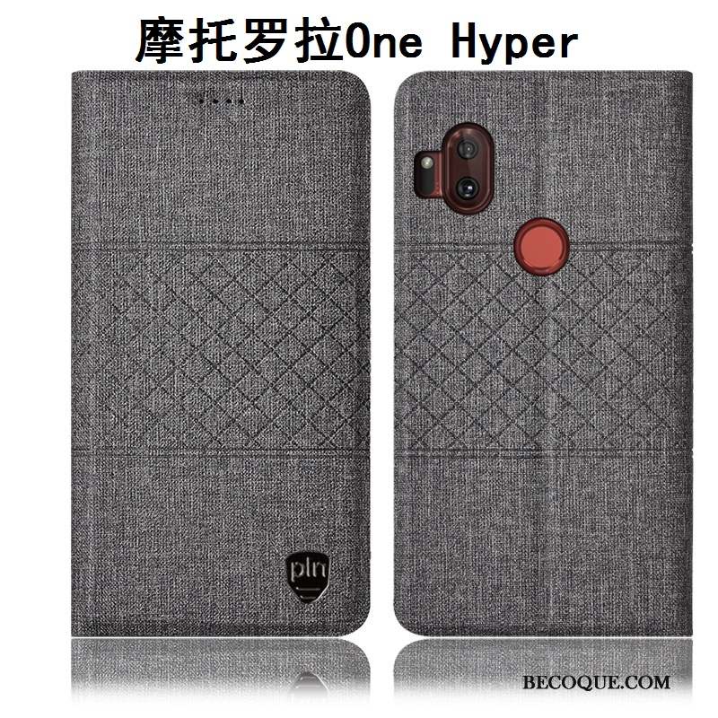 Motorola One Hyper Lin Protection Étui Coque De Téléphone Gris Incassable