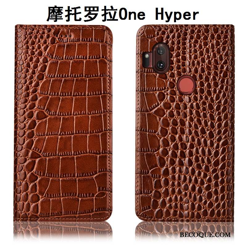 Motorola One Hyper Marron Housse Coque De Téléphone Étui Incassable Étui En Cuir