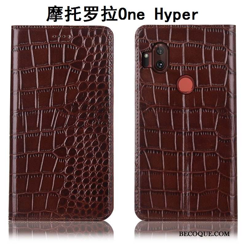 Motorola One Hyper Marron Housse Coque De Téléphone Étui Incassable Étui En Cuir