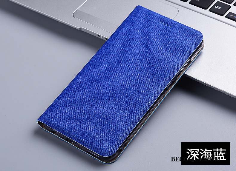 Motorola One Hyper Étui En Cuir Housse Incassable Bleu Coque De Téléphone Lin