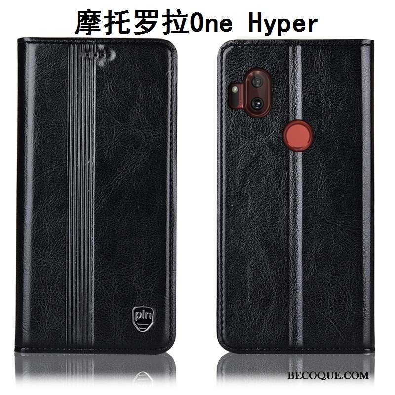 Motorola One Hyper Étui Housse Rouge Cuir Véritable Coque De Téléphone Protection