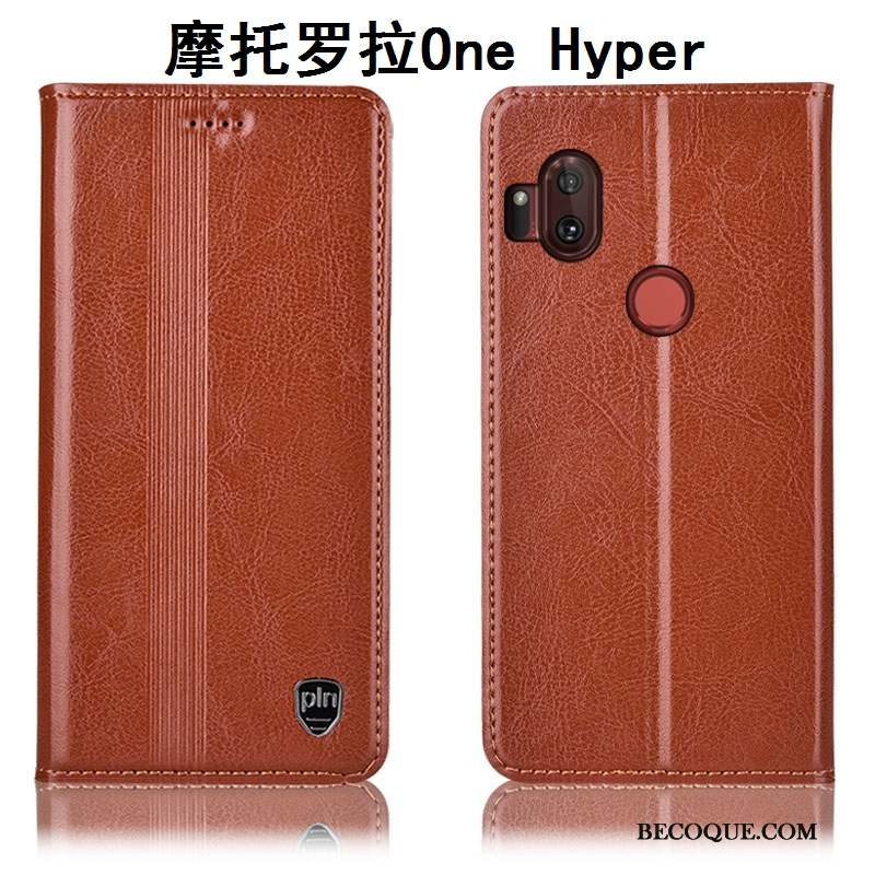 Motorola One Hyper Étui Housse Rouge Cuir Véritable Coque De Téléphone Protection