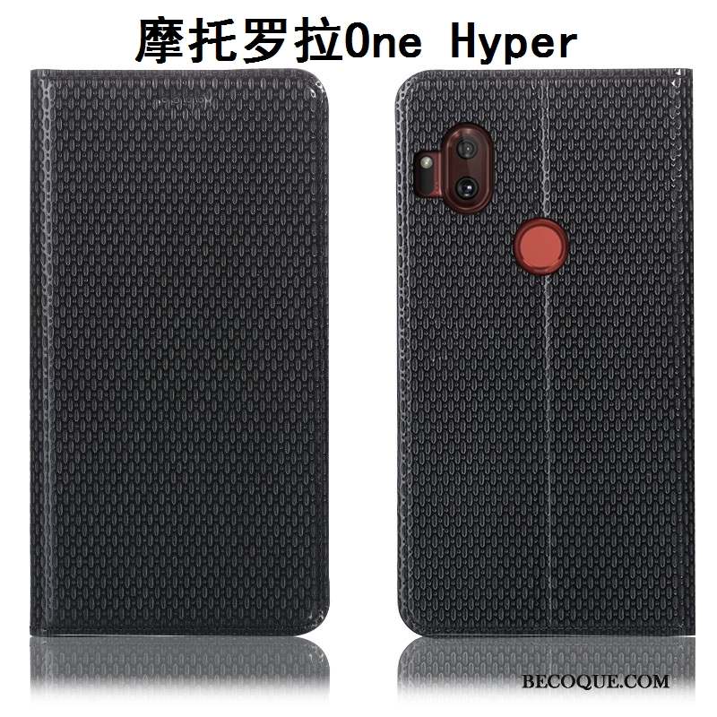 Motorola One Hyper Étui Protection Incassable Cuir Véritable Tout Compris Coque De Téléphone