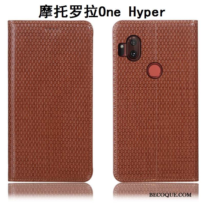 Motorola One Hyper Étui Protection Incassable Cuir Véritable Tout Compris Coque De Téléphone