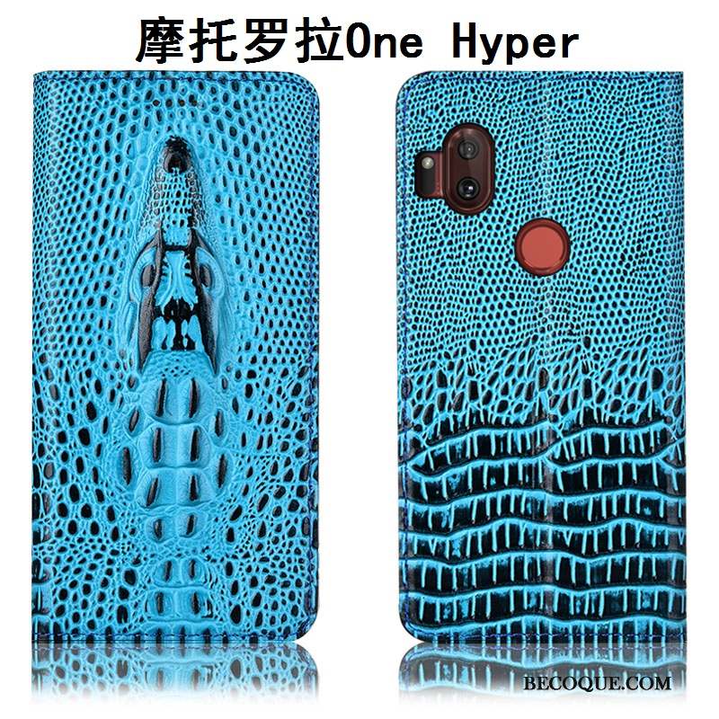 Motorola One Hyper Étui Tout Compris Cuir Véritable Coque De Téléphone Housse Protection