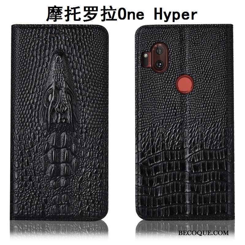 Motorola One Hyper Étui Tout Compris Cuir Véritable Coque De Téléphone Housse Protection