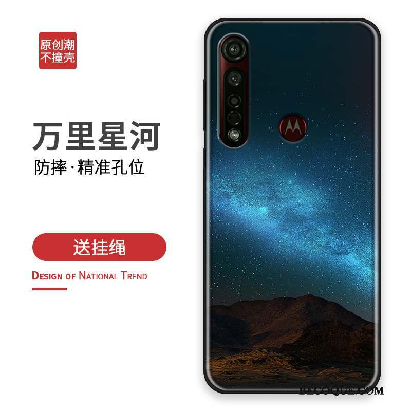 Motorola One Macro Coque De Téléphone Marque De Tendance Silicone Bleu Tout Compris Personnalisé