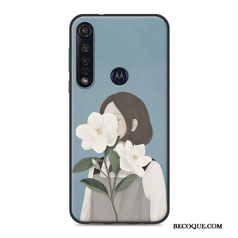 Motorola One Macro Frais Bleu Coque De Téléphone Étui Petit Fluide Doux