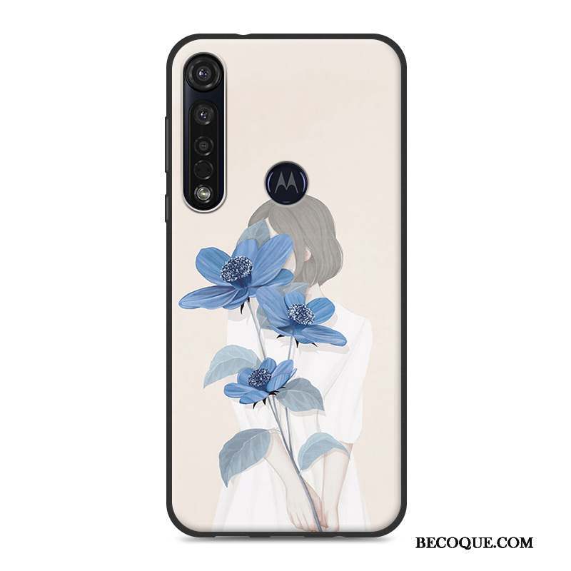 Motorola One Macro Frais Bleu Coque De Téléphone Étui Petit Fluide Doux