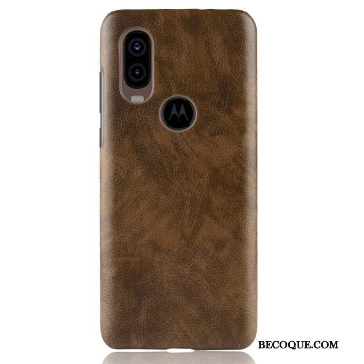 Motorola One Vision Cuir Personnalité Noir Incassable Sac Coque De Téléphone