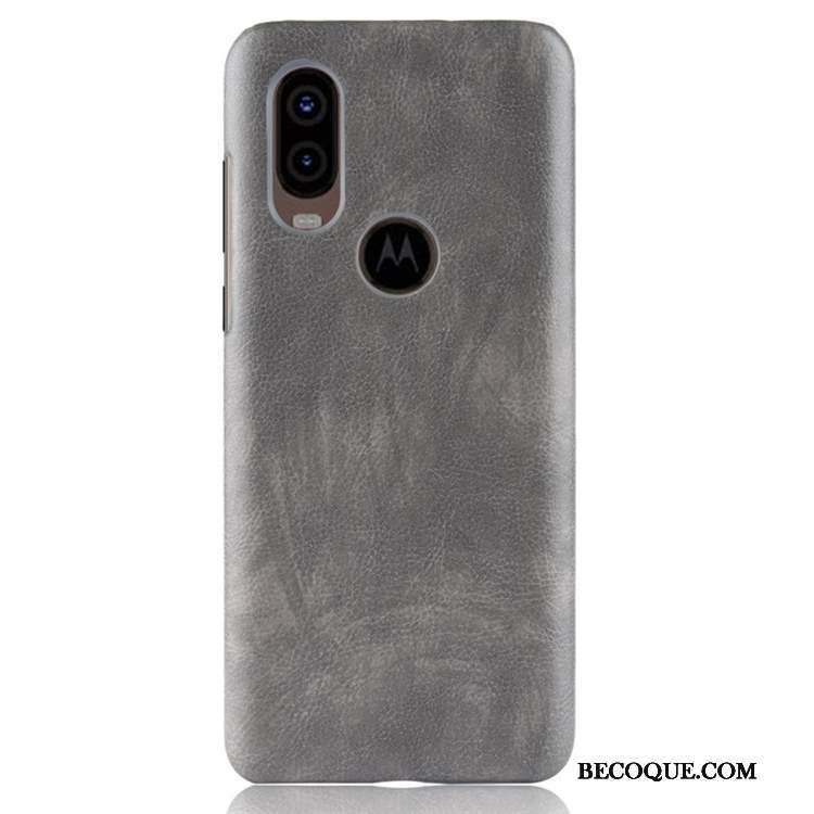 Motorola One Vision Cuir Personnalité Noir Incassable Sac Coque De Téléphone