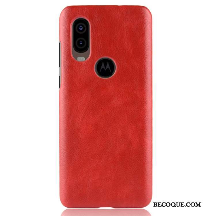 Motorola One Vision Cuir Personnalité Noir Incassable Sac Coque De Téléphone