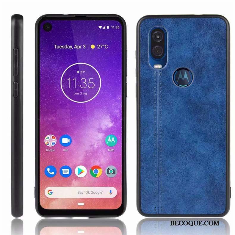 Motorola One Vision Étui Protection Bleu Incassable Coque De Téléphone Tout Compris