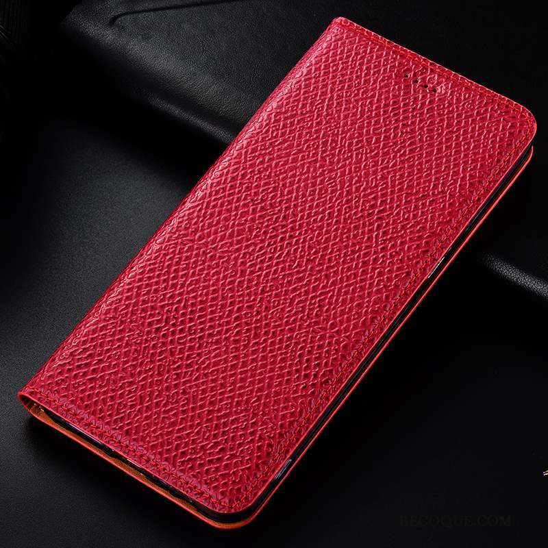 Motorola One Zoom Housse Mesh Cuir Véritable Coque De Téléphone Protection Rouge