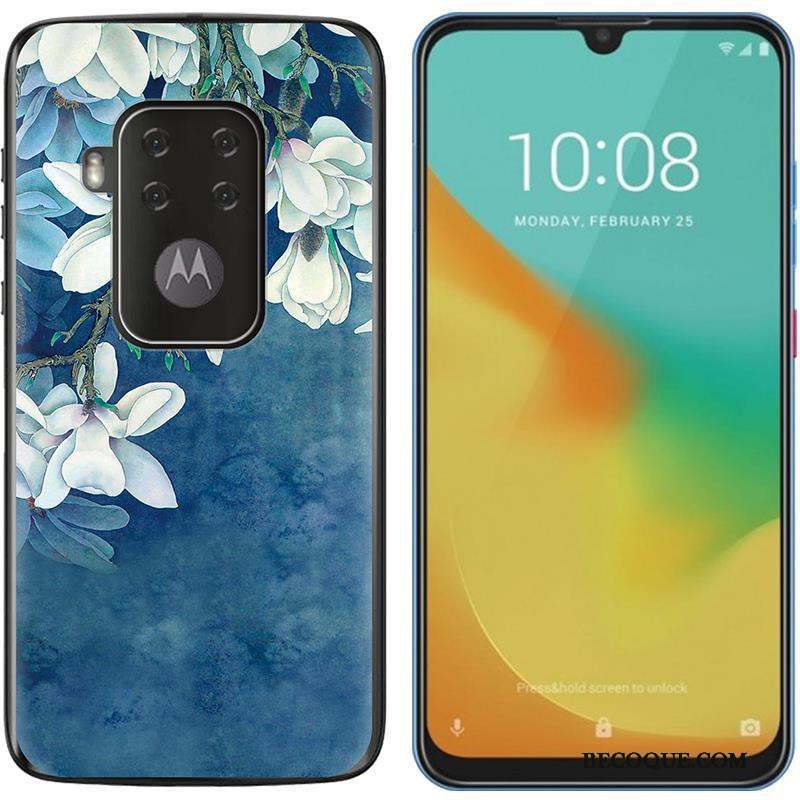 Motorola One Zoom Étui Tissu Violet Peinture Coque De Téléphone Nouveau