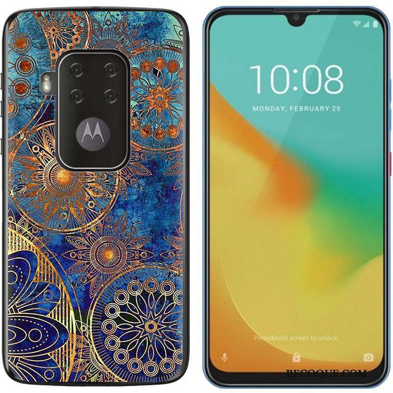 Motorola One Zoom Étui Tissu Violet Peinture Coque De Téléphone Nouveau