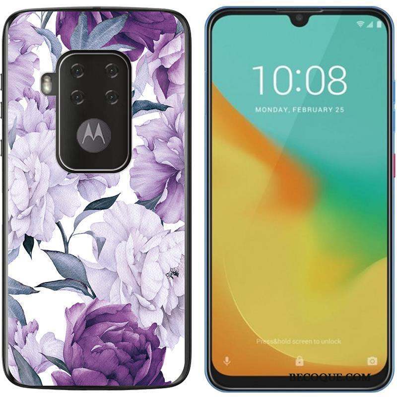 Motorola One Zoom Étui Tissu Violet Peinture Coque De Téléphone Nouveau