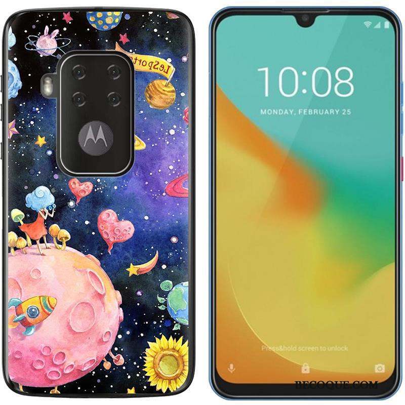 Motorola One Zoom Étui Tissu Violet Peinture Coque De Téléphone Nouveau