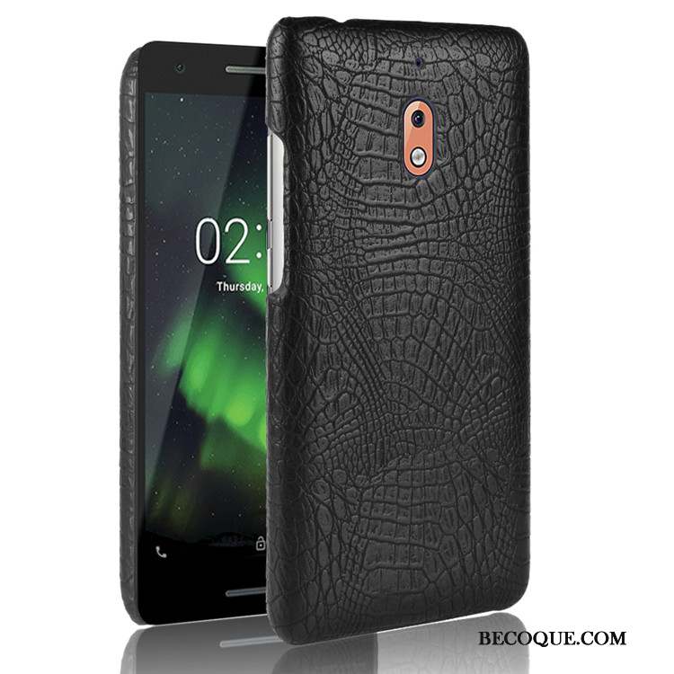 Nokia 2.1 Coque Noir Business Crocodile Modèle Incassable Protection Vintage