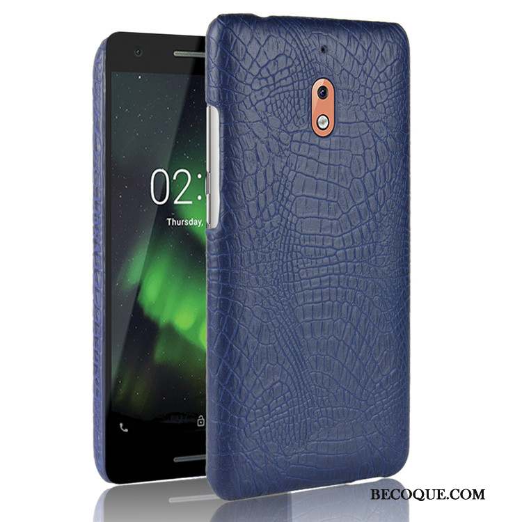 Nokia 2.1 Coque Noir Business Crocodile Modèle Incassable Protection Vintage