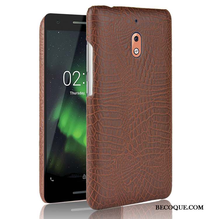 Nokia 2.1 Coque Noir Business Crocodile Modèle Incassable Protection Vintage