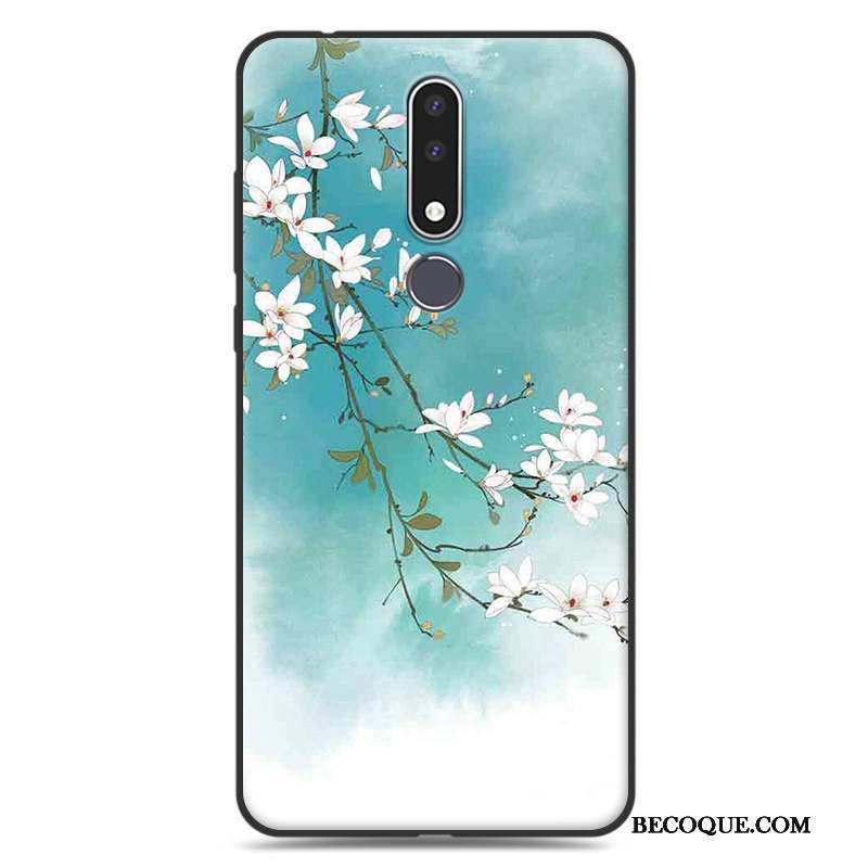 Nokia 3.1 Plus Coque Art Bleu Délavé En Daim Silicone Étui Simple